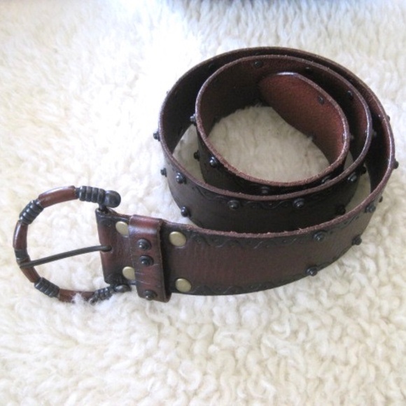 Linea Pelle Leather Studded Belt - Picture 1 of 8
